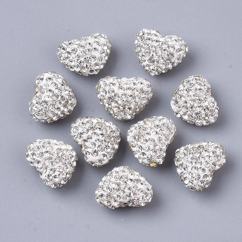 50pcs Heart Crystal Spacer Beads 7 Rows Rhinestone for Jewelry Making Supplies