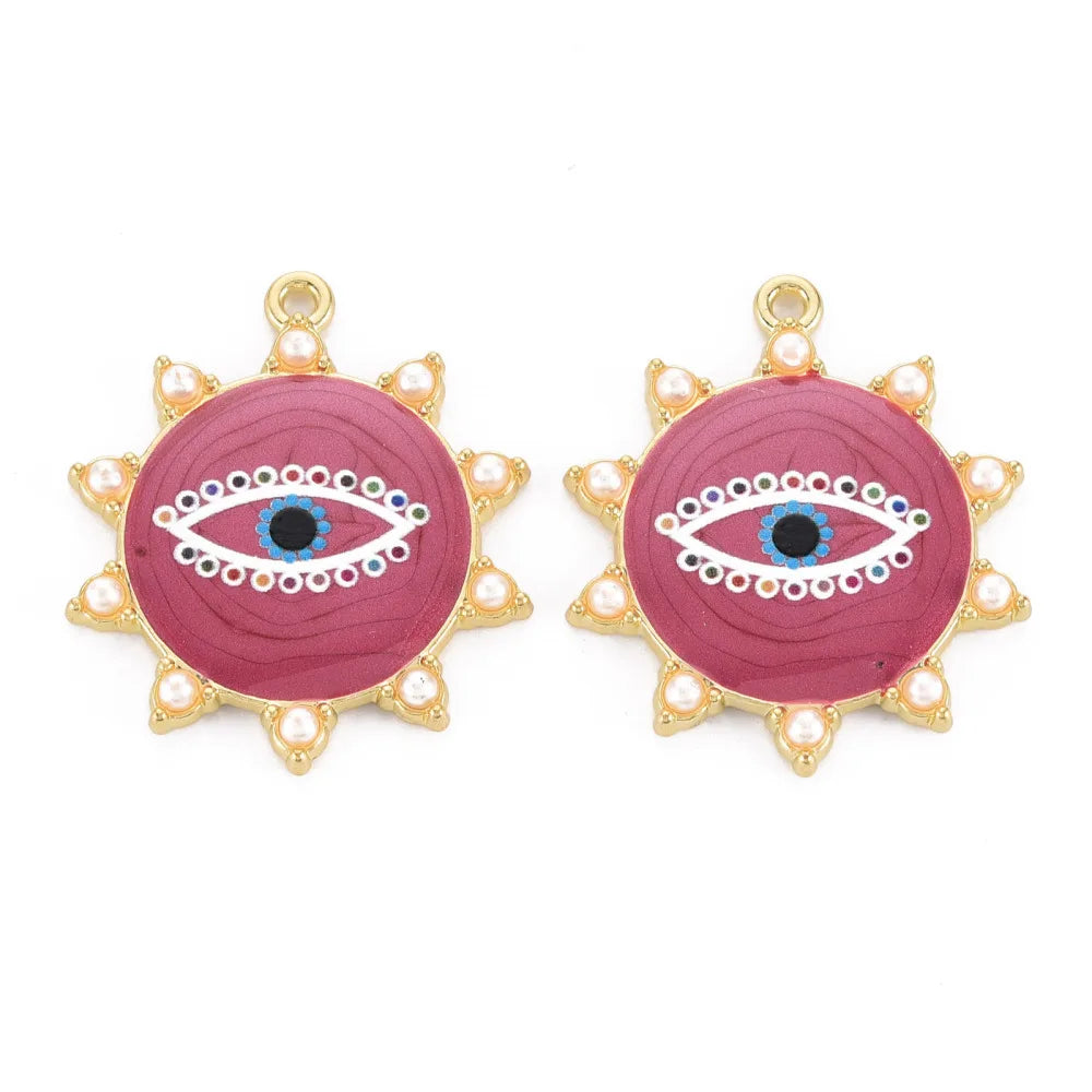 50pcs Alloy Sun with Eye Pendants for Jewelry Making DIY Crafts 36x31x4mm