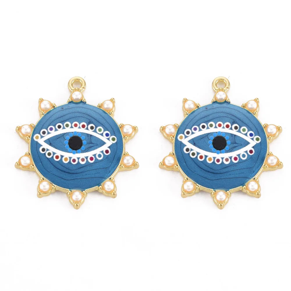 50pcs Alloy Sun with Eye Pendants for Jewelry Making DIY Crafts 36x31x4mm