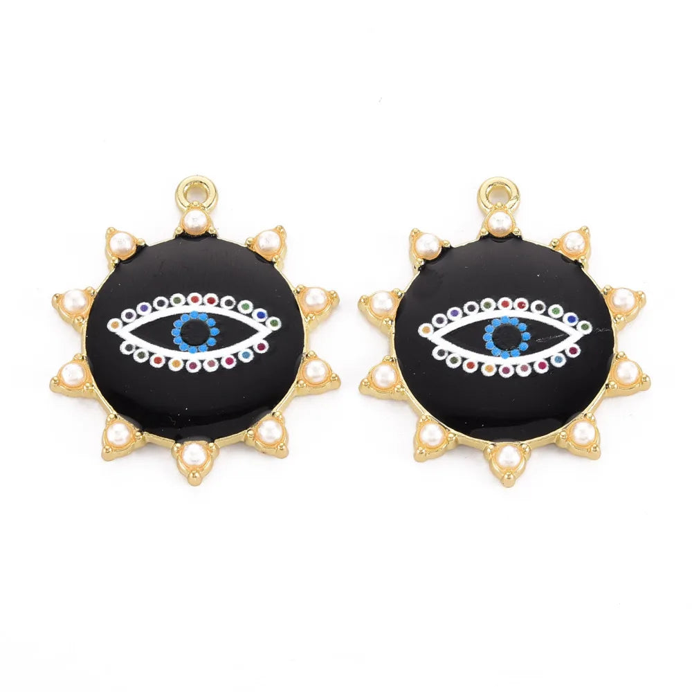 50pcs Alloy Sun with Eye Pendants for Jewelry Making DIY Crafts 36x31x4mm