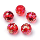 50pcs Printed Glass Beads Loose Spacer Charm Beads Round for DIY Jewelry Making