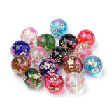 50pcs Printed Glass Beads Loose Spacer Charm Beads Round for DIY Jewelry Making