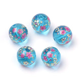 50pcs Printed Glass Beads Loose Spacer Charm Beads Round for DIY Jewelry Making