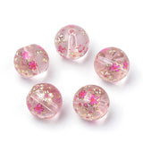 50pcs Printed Glass Beads Loose Spacer Charm Beads Round for DIY Jewelry Making