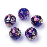 50pcs Printed Glass Beads Loose Spacer Charm Beads Round for DIY Jewelry Making