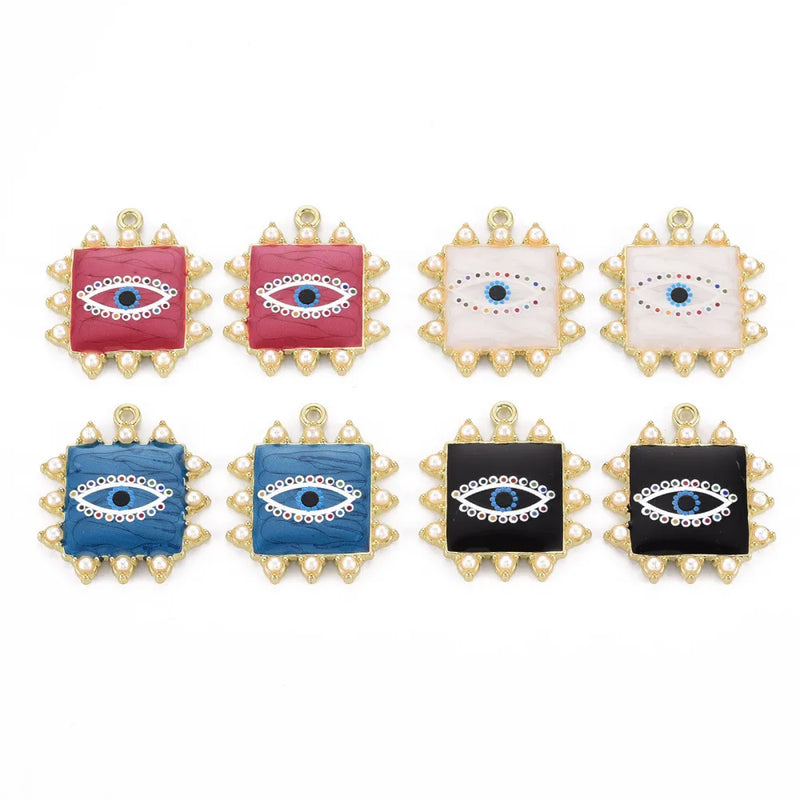 50pcs Square Alloy Enamel Charms Pendant Mix for DIY Bracelet Necklace
