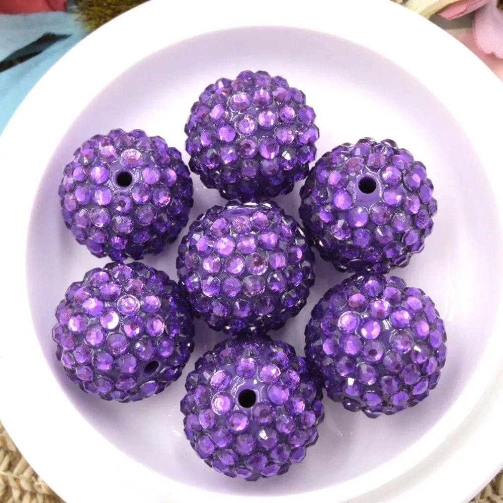 50pcs Purple 20mm Chunky Rhinestone Ball Beads for Jewelry Making