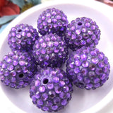 50pcs Purple 20mm Chunky Rhinestone Ball Beads for Jewelry Making