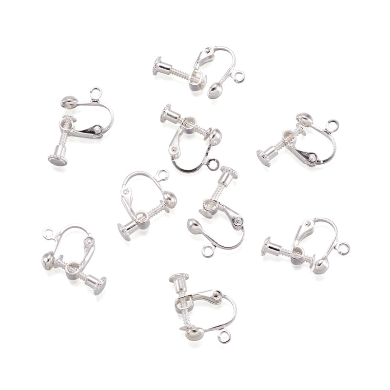 50pcs Brass Screw Clip-on Earring Findings for Jewelry Making 13x17x4.5mm