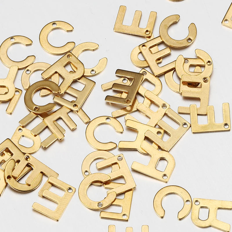 50pcs Stainless Steel A-Z Letter Alphabet Pendants Charms for DIY Jewelry