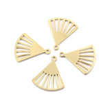 50pcs Raw Brass Mini Open Fans Shape Pendant Charms for DIY Jewelry Making
