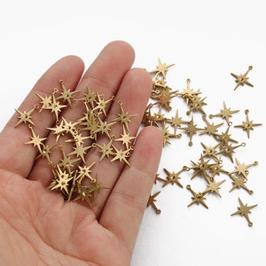 50pcs Raw Brass Earring Charms Mini Star Charm Pendant 13x12mm DIY Supplies