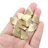 50pcs Raw Brass Fan Charms Pendant DIY Earrings Bracelet Jewelry Findings