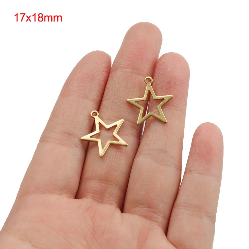 50 Raw Brass Mini Star Pentagram Charms for DIY Jewelry Craft