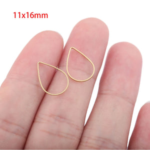 50pcs Brass Teardrop Earrings Connectors Circle Resin Frame Charms DIY Jewelry