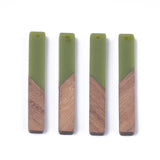50pcs Resin & Walnut Wood Rectangle Pendants for DIY Jewelry Making