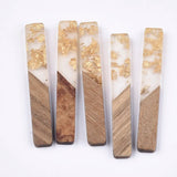 50pcs Resin & Walnut Wood Rectangle Pendants for DIY Jewelry Making
