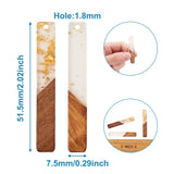 50pcs Resin & Walnut Wood Rectangle Pendants for DIY Jewelry Making