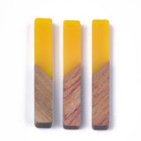 50pcs Resin & Walnut Wood Rectangle Pendants for DIY Jewelry Making
