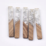 50pcs Resin & Walnut Wood Rectangle Pendants for DIY Jewelry Making