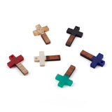50pcs Walnut Wood Cross Pendants for DIY Jewelry Making 26x16x3mm