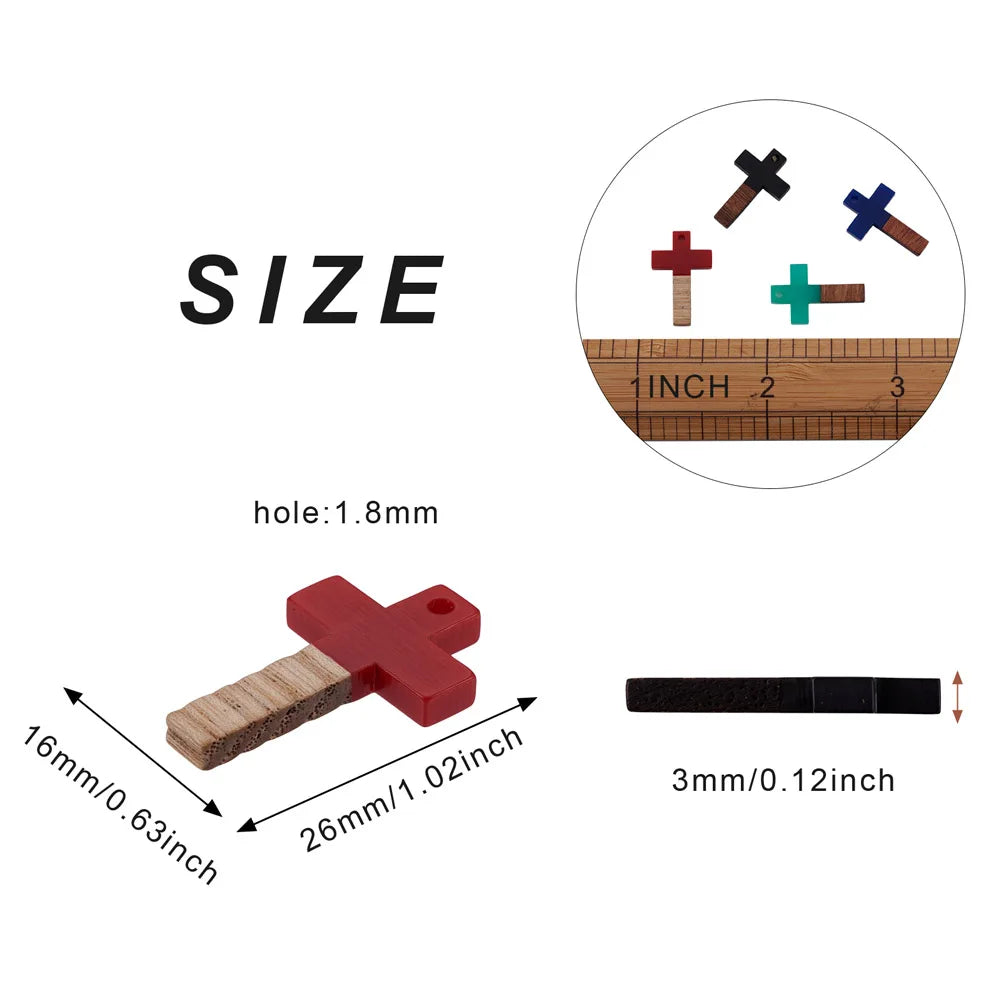 50pcs Walnut Wood Cross Pendants for DIY Jewelry Making 26x16x3mm