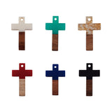 50pcs Walnut Wood Cross Pendants for DIY Jewelry Making 26x16x3mm
