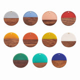50pcs Resin Wood Pendants Mixed Flat Round for Jewelry Making DIY