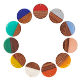 50pcs Resin Wood Pendants Mixed Flat Round for Jewelry Making DIY