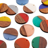 50pcs Resin Wood Pendants Mixed Flat Round for Jewelry Making DIY
