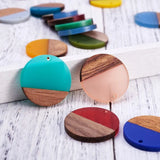 50pcs Resin Wood Pendants Mixed Flat Round for Jewelry Making DIY