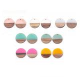 50pcs Resin Wood Pendants Mixed Flat Round for Jewelry Making DIY