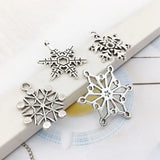 50pcs Tibetan Silver Christmas Snowflake Charm for Jewelry Making DIY