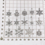 50pcs Tibetan Silver Christmas Snowflake Charm for Jewelry Making DIY