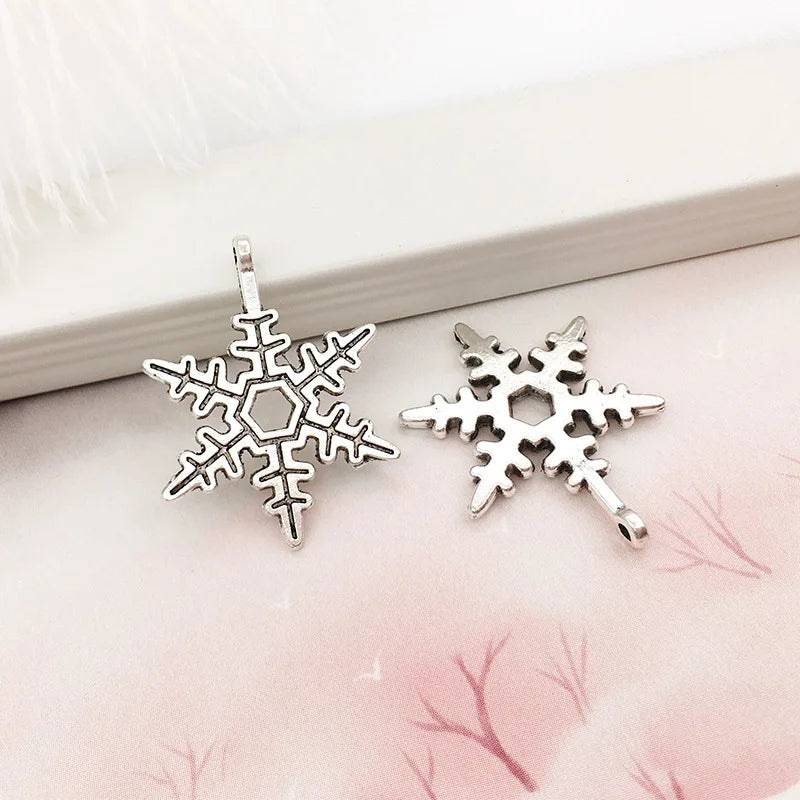 50pcs Tibetan Silver Christmas Snowflake Charm for Jewelry Making DIY