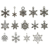 50pcs Tibetan Silver Christmas Snowflake Charm for Jewelry Making DIY