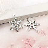 50pcs Tibetan Silver Christmas Snowflake Charm for Jewelry Making DIY