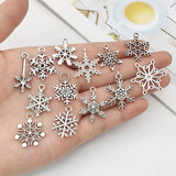50pcs Tibetan Silver Christmas Snowflake Charm for Jewelry Making DIY
