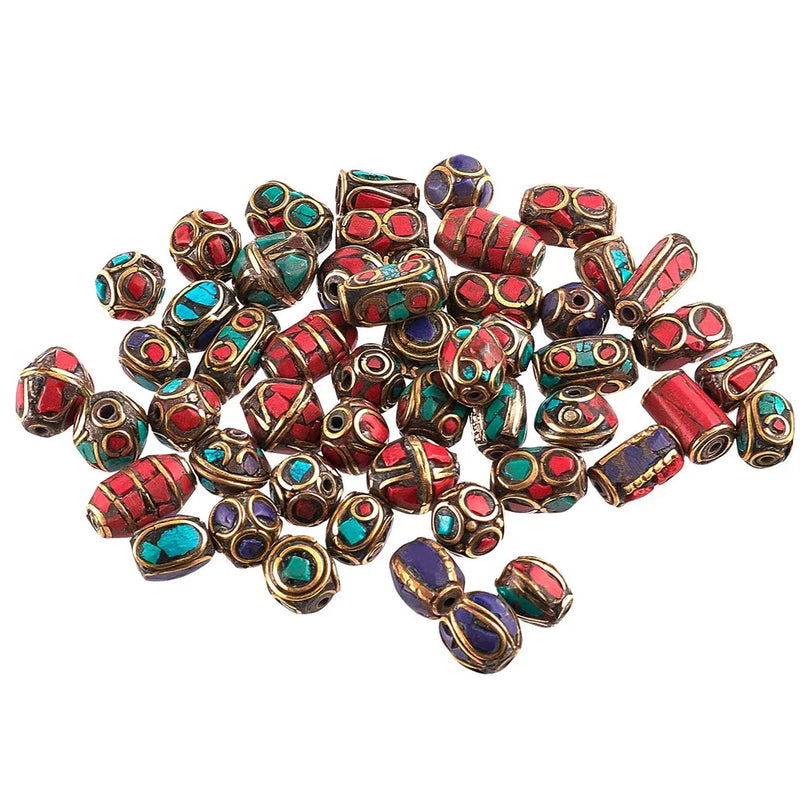 50pcs Retro Prayer Nepal Beads Red Coral Tibetan Loose Beads