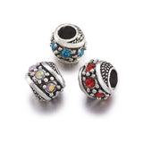 50pcs Rhinestone European Large Hole Beads for Jewelry Making, Mixed Color