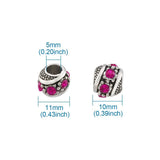 50pcs Rhinestone European Large Hole Beads for Jewelry Making, Mixed Color