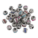 50pcs Rhinestone European Large Hole Beads for Jewelry Making, Mixed Color