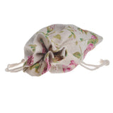 50 Rose Pattern Linen Jewelry Gift Pouch 10x14cm Drawstring Bag