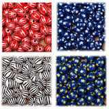 50pcs Round Wood Beads 16mm Star Pattern for Jewelry Making DIY Crafts