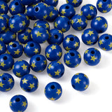 50pcs Round Wood Beads 16mm Star Pattern for Jewelry Making DIY Crafts