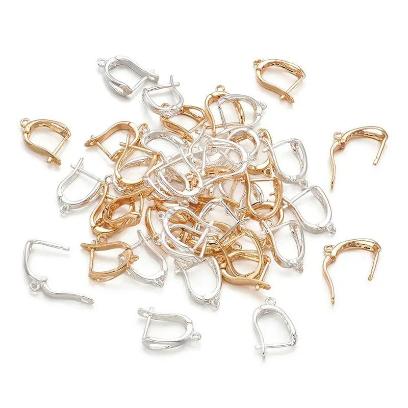 50pcs Brass Hoop Earring Findings with Loop Earring Hooks Jewelry Making Golden