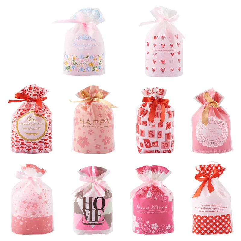 50pcs Plastic Baking Bags Drawstring Wedding Party Favor Pouches