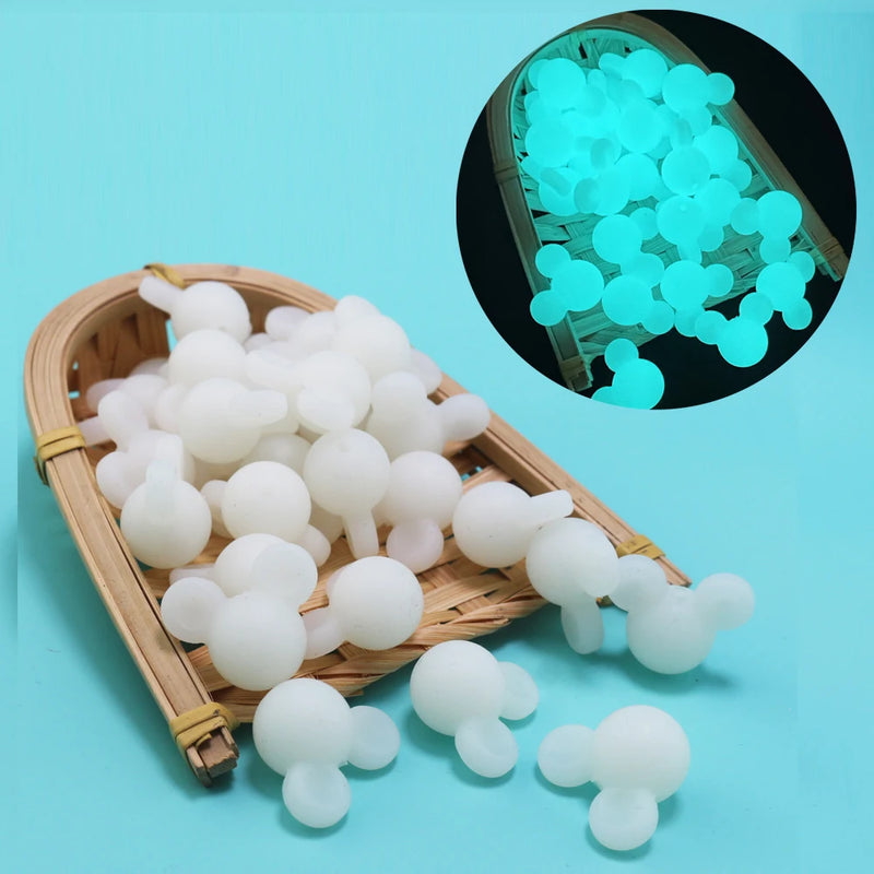 50pcs Silicone Luminous Beads Glow Mickey Rainbow DIY Jewelry