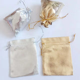 50 Silver Foil Organza Bag Drawstring Pouch Wedding/Party Packaging