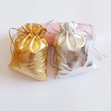 50 Silver Foil Organza Bag Drawstring Pouch Wedding/Party Packaging